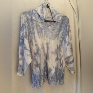 Sioni Cowl Neck Sweater in Blue and White